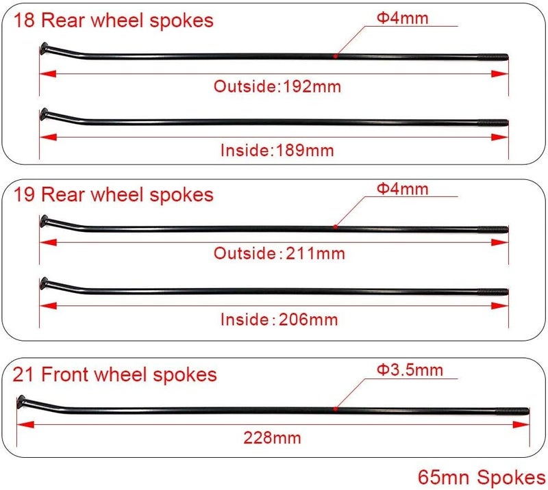 OTOM Motorcycle spokes 21" Front 18" 19" Rear Wheel spokes & spoke nipples For YZ125 YZ250 YZ250FX YZ450F WR250 WR450 (21" Front Wheel Spokes) - Image 3